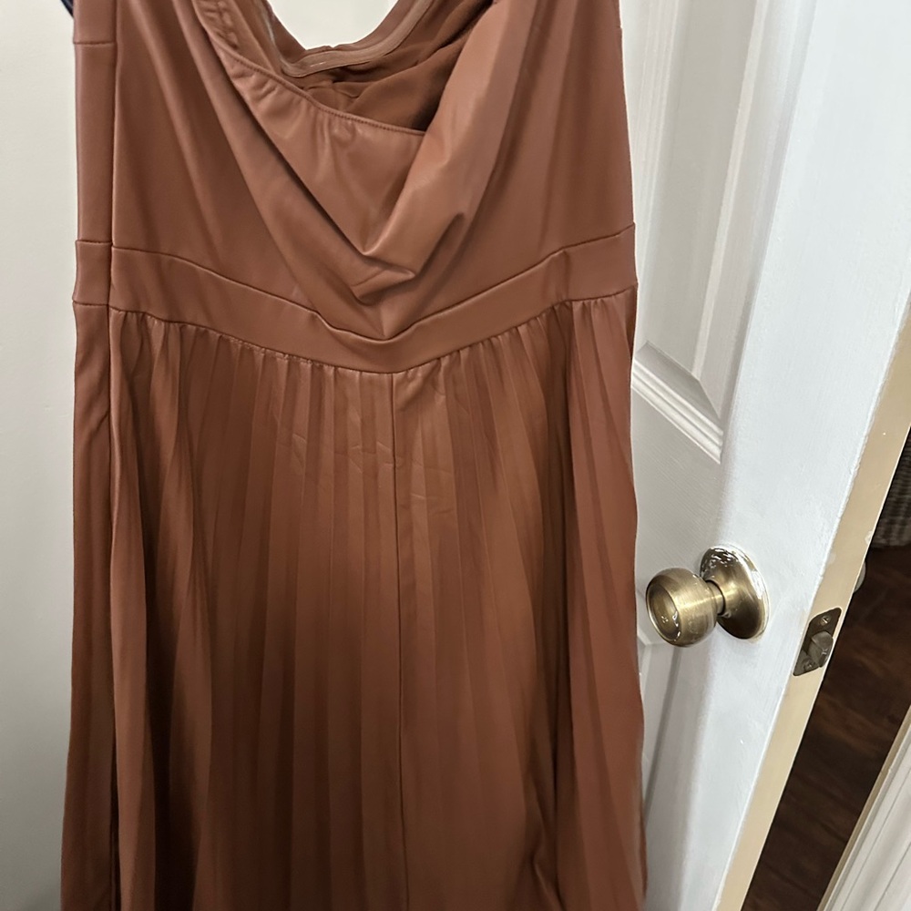 Faux Leather Women's Dress - Picture 4 of 4